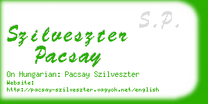 szilveszter pacsay business card